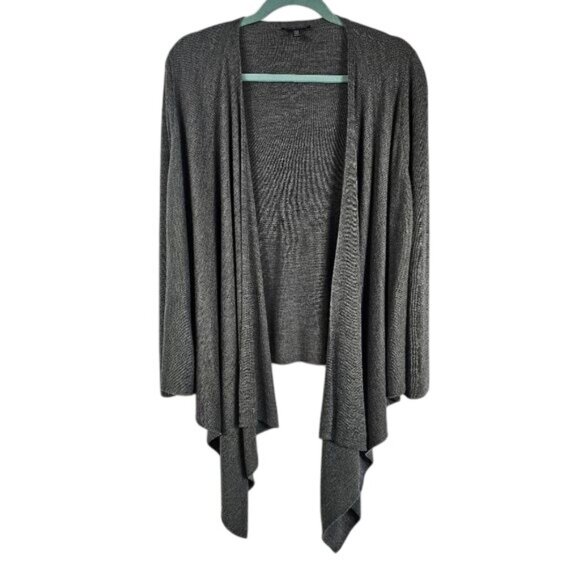 Eileen Fisher Merino Wool Drape Front Cardigan Sz PM Gray Cascade Boho Capsule - Picture 1 of 9